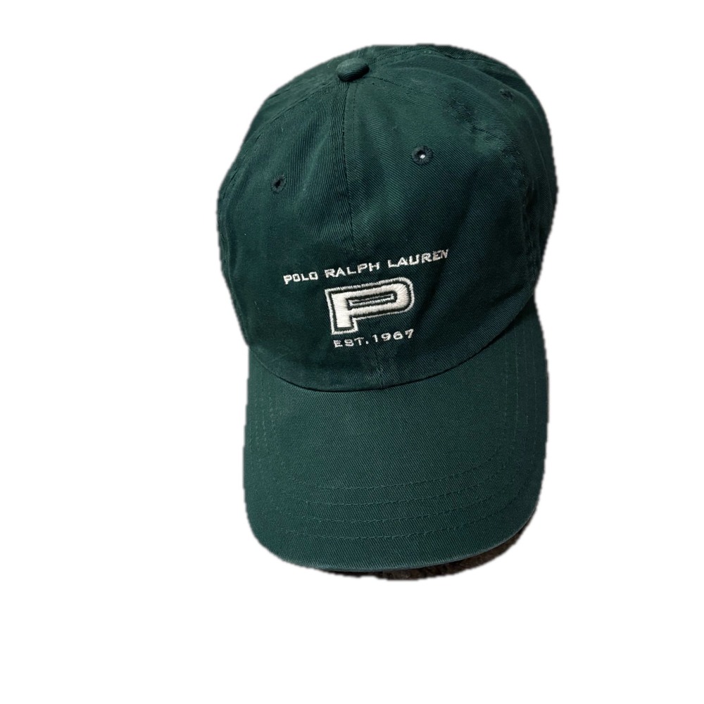 Polo Ralph Lauren Vintage Mens Forest Green P Logo Embroidered Hat One Size
